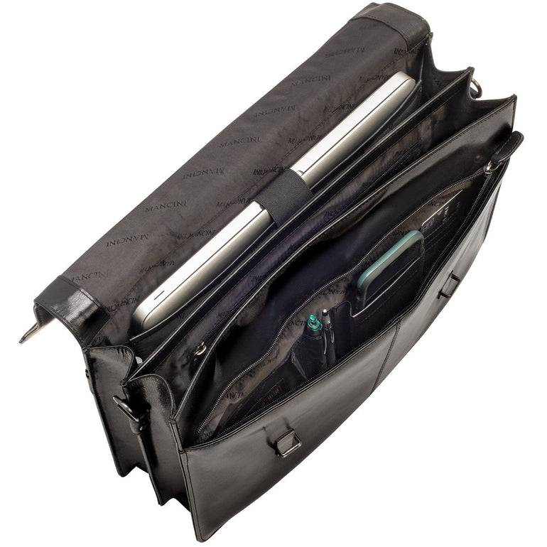 Mancini Laptop Briefcase Mancini BUFFALO Double Compartment Briefcase for 15.6” Laptop / Tablet