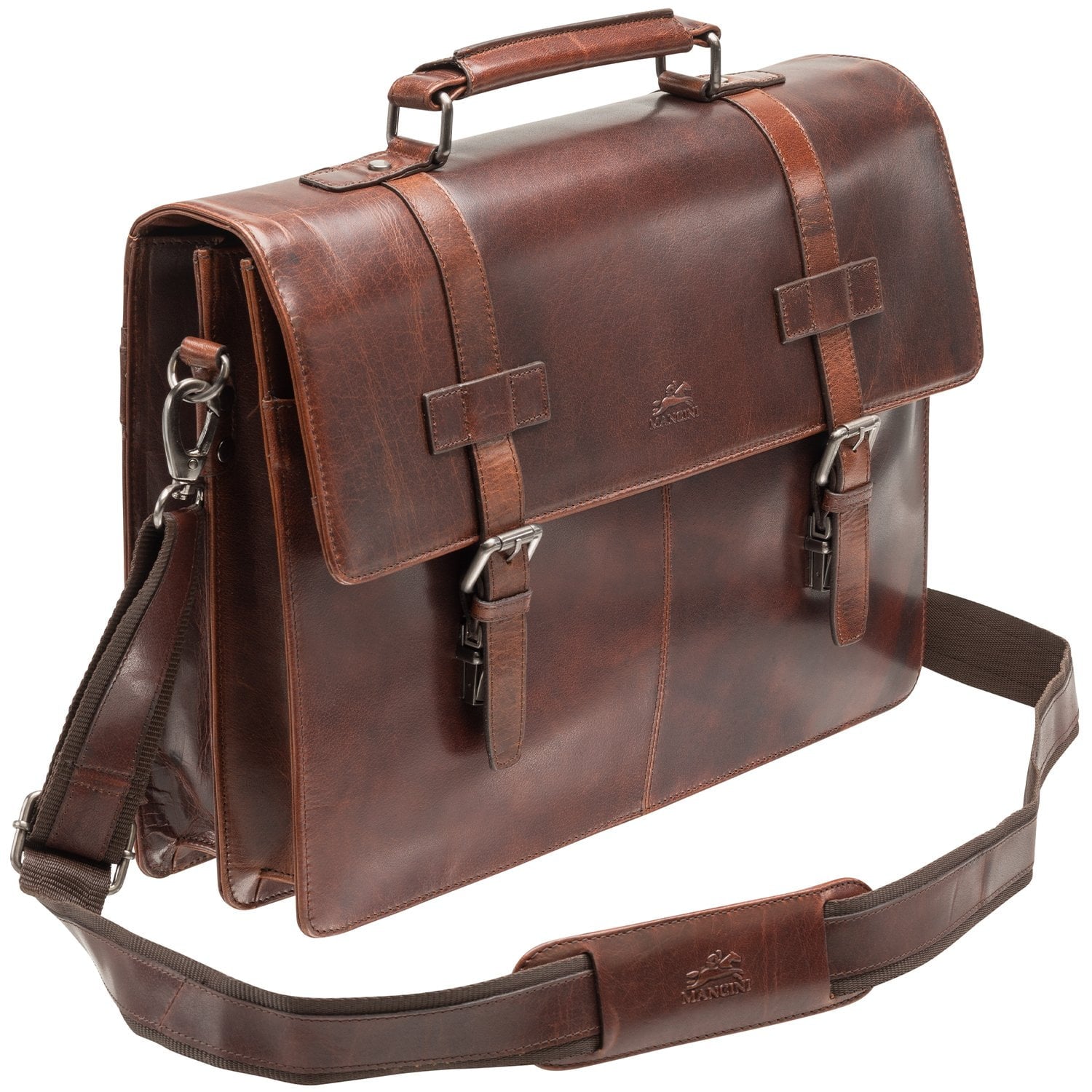 Mancini Laptop Briefcase Mancini BUFFALO Double Compartment Briefcase for 15.6” Laptop / Tablet