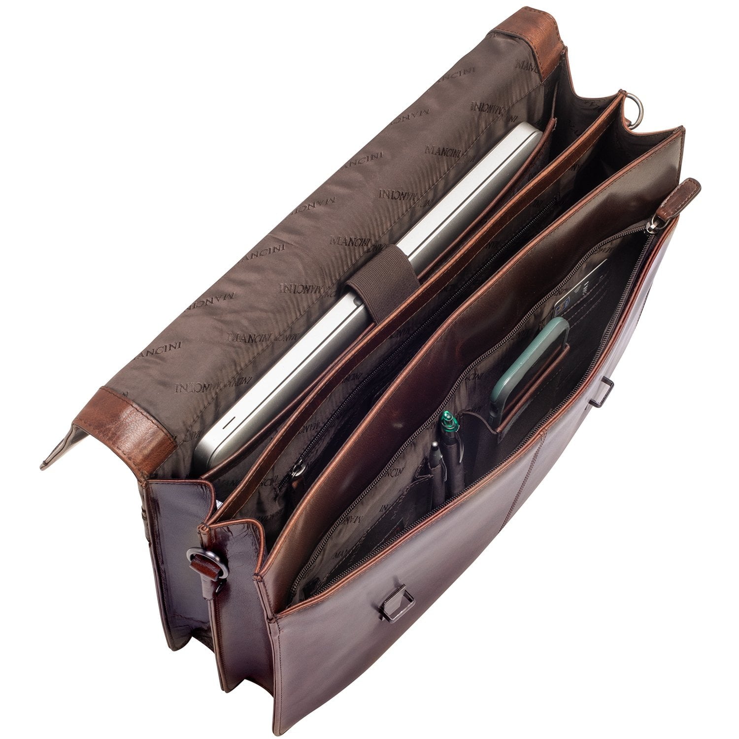 Mancini Laptop Briefcase Mancini BUFFALO Double Compartment Briefcase for 15.6” Laptop / Tablet