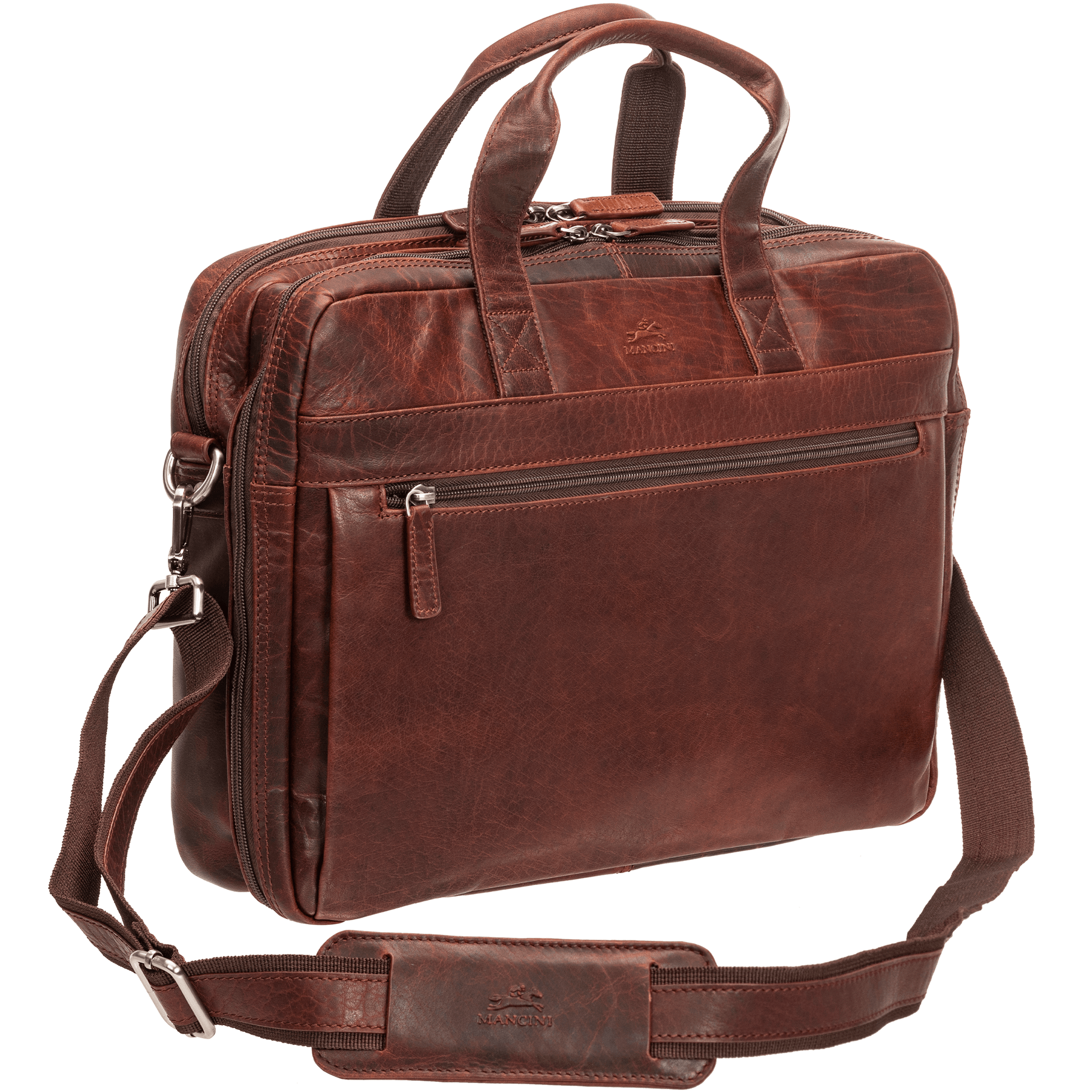 Mancini Laptop Briefcase Mancini BUFFALO Double Compartment Briefcase for Laptop and Tablet