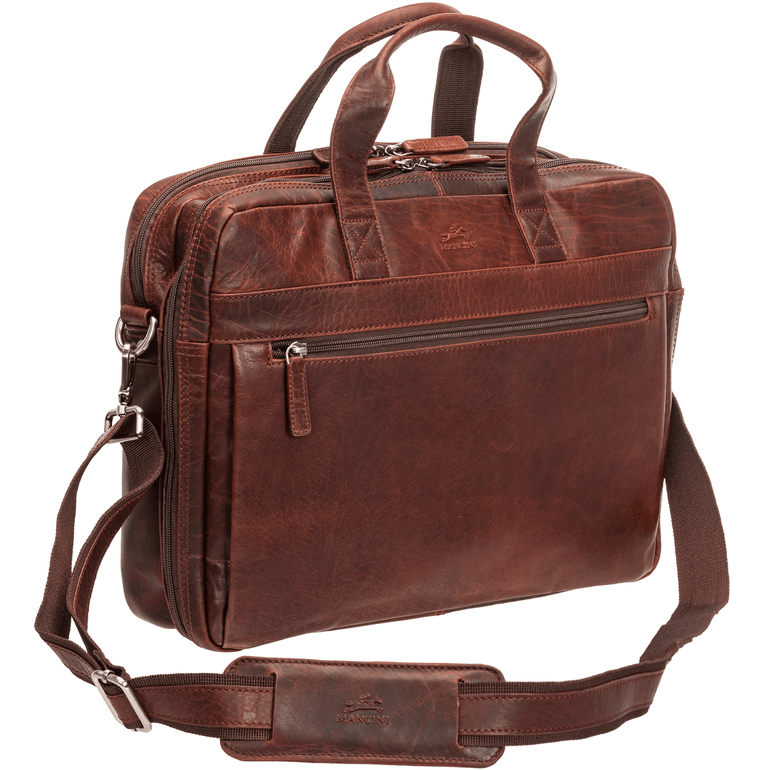 Mancini Laptop Briefcase Mancini BUFFALO Double Compartment Briefcase for Laptop and Tablet