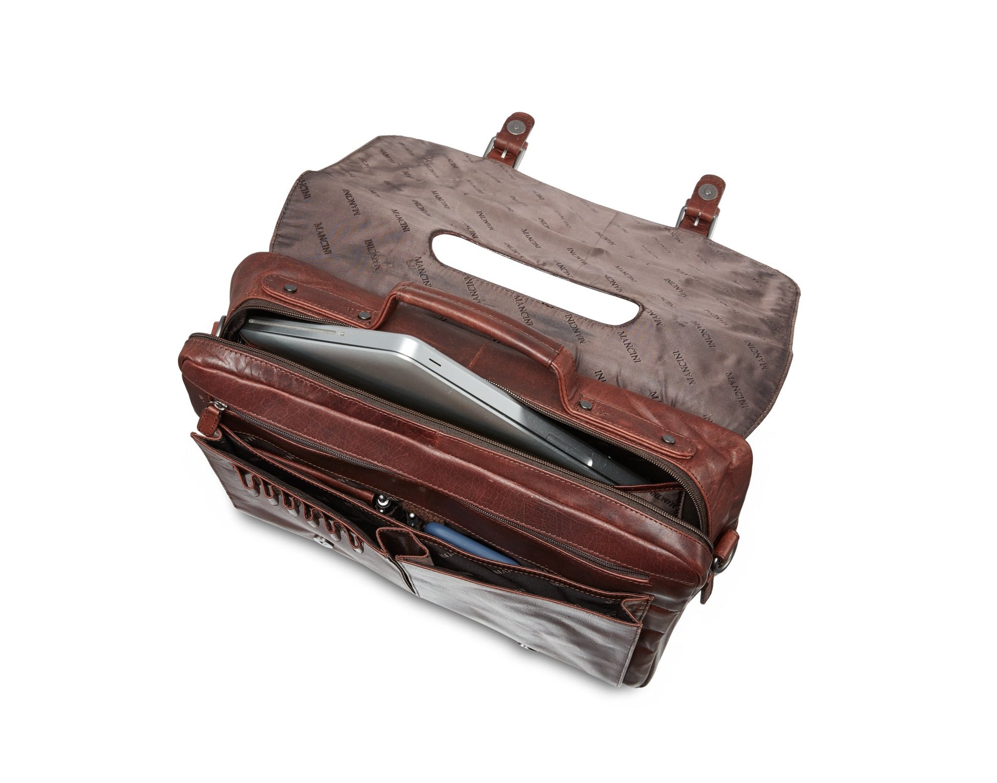 Mancini Laptop Briefcase Mancini BUFFALO Porthole Briefcase for 15.6'' Laptop / Tablet (RFID Blocking)