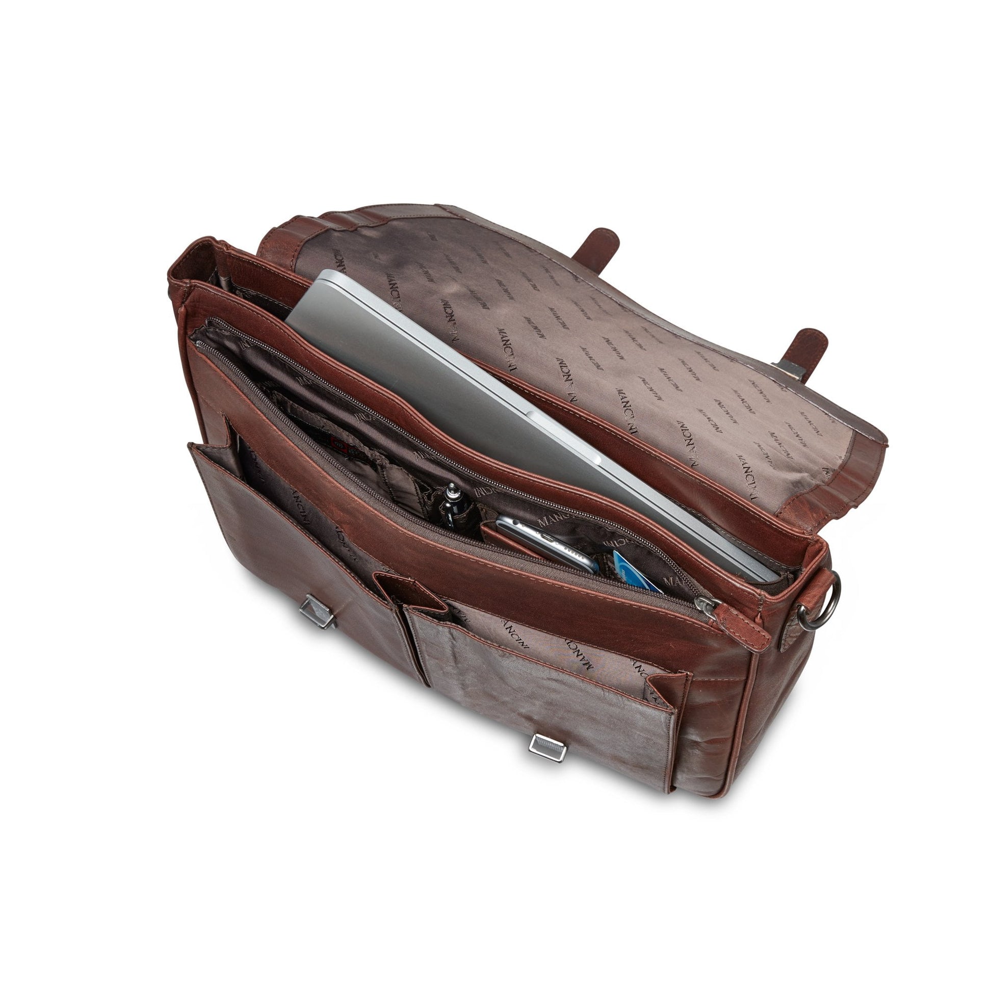 Mancini Laptop Briefcase Mancini BUFFALO Single Compartment Briefcase for 15'' Laptop (RFID Blocking)