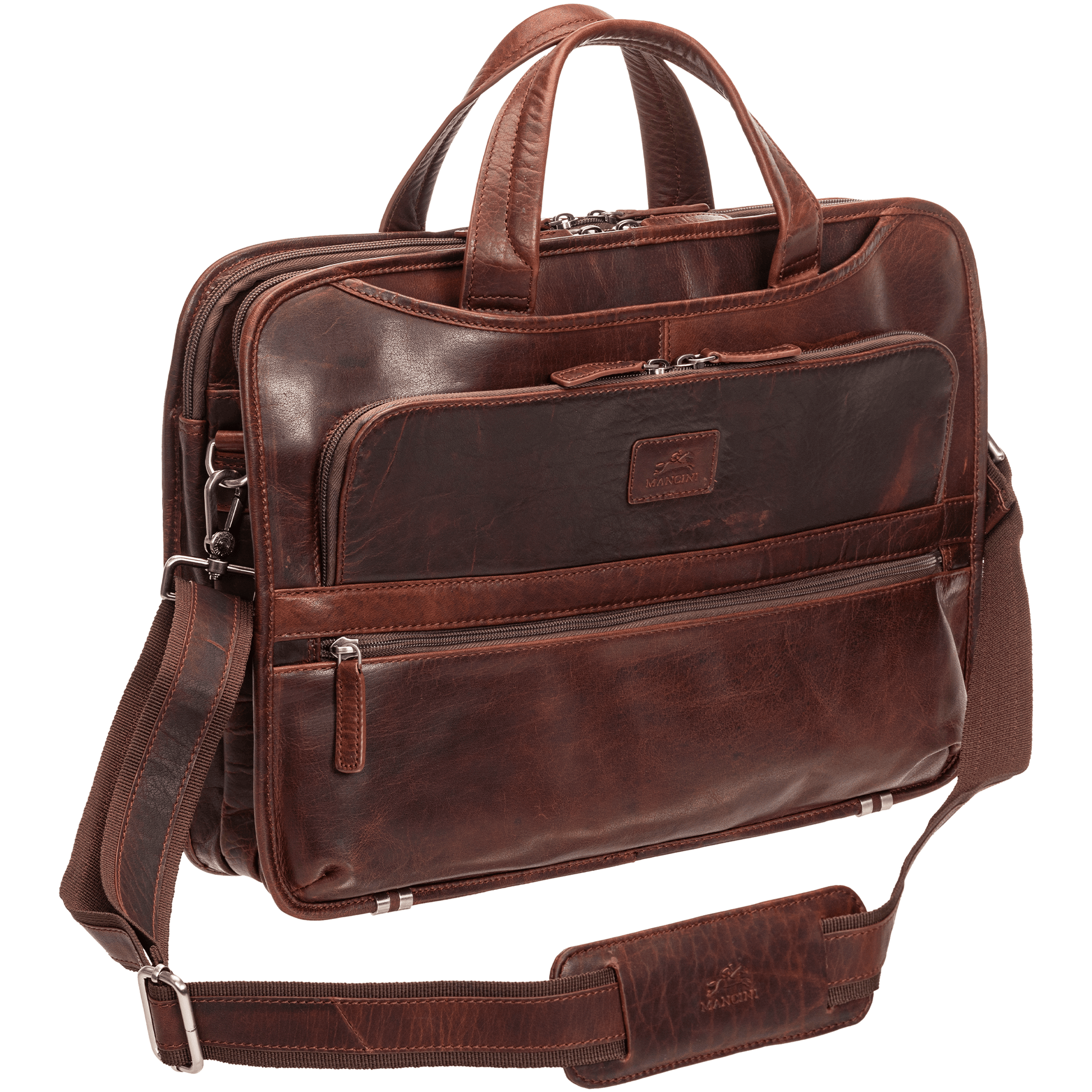 Mancini Laptop Briefcase Mancini BUFFALO Triple Compartment Briefcase for 15.6” Laptop / Tablet