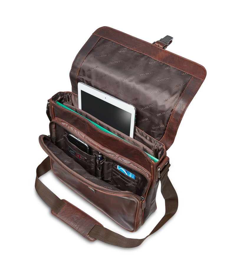 Mancini Messenger Mancini BUFFALO Messenger Bag for 12'' Laptop / Tablet (RFID Blocking)