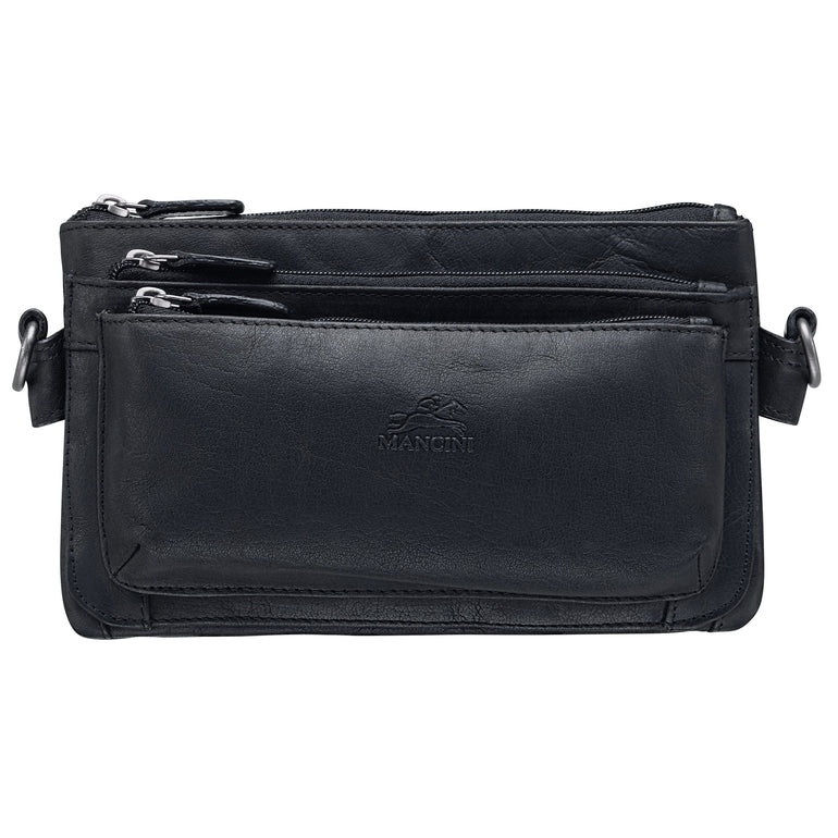 Mancini Waist pouch Black Mancini BUFFALO Multi-Function Waist Bag