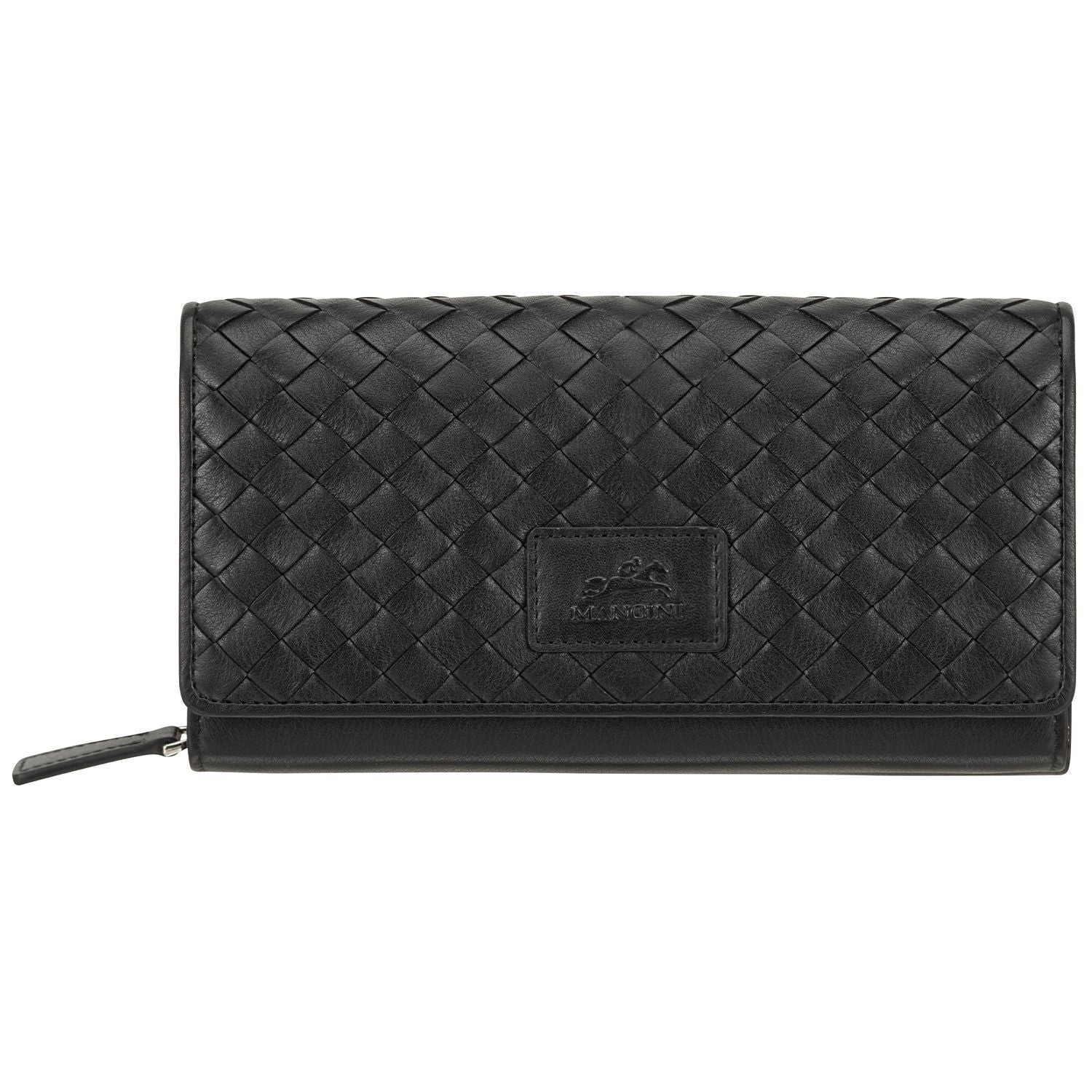 Mancini Wallets Black Mancini BASKET WEAVE RFID Secure Clutch Wallet