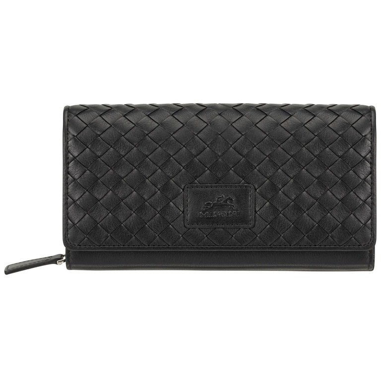 Mancini Wallets Black Mancini BASKET WEAVE RFID Secure Clutch Wallet