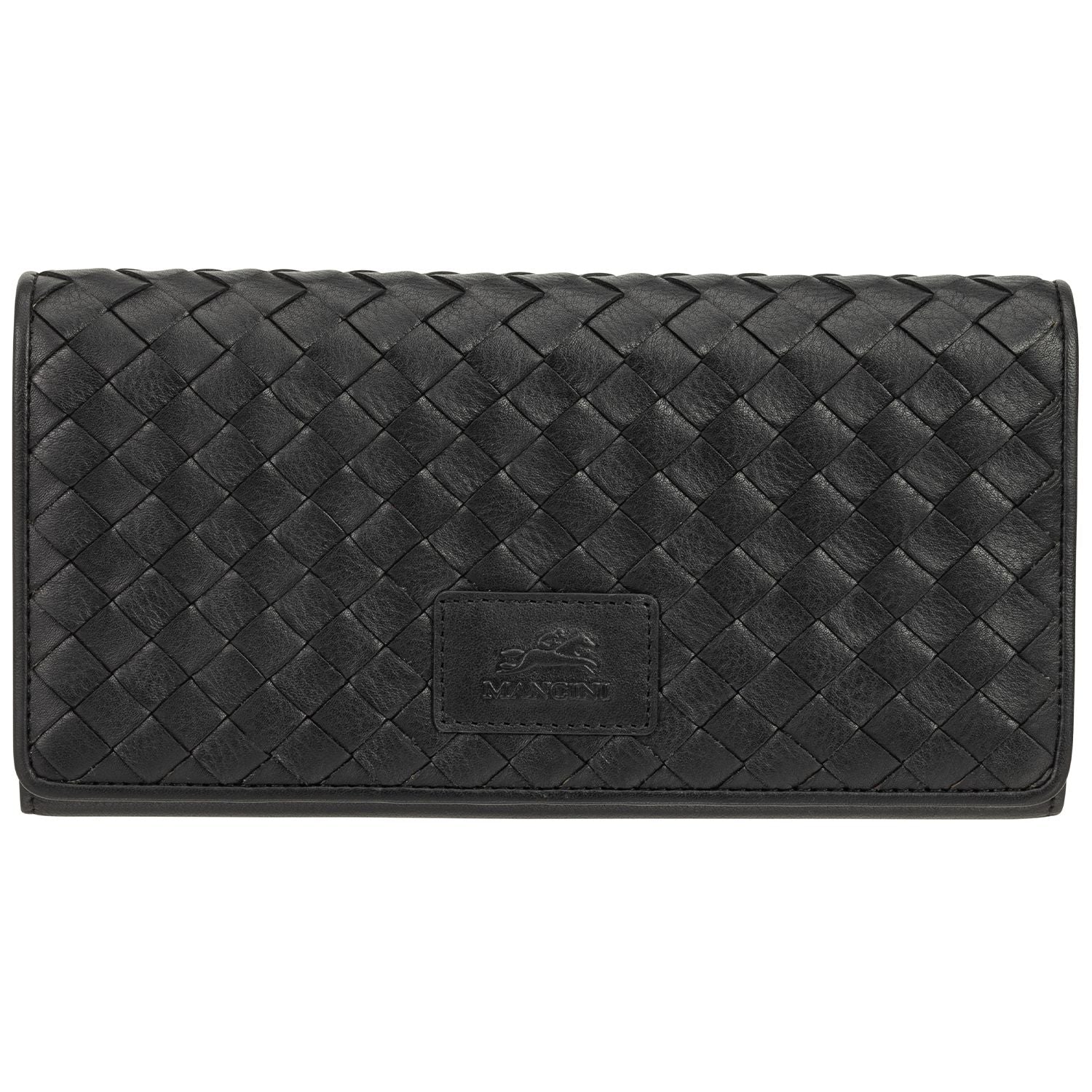 Mancini Wallets Black Mancini BASKET WEAVE RFID Secure Trifold Wallet