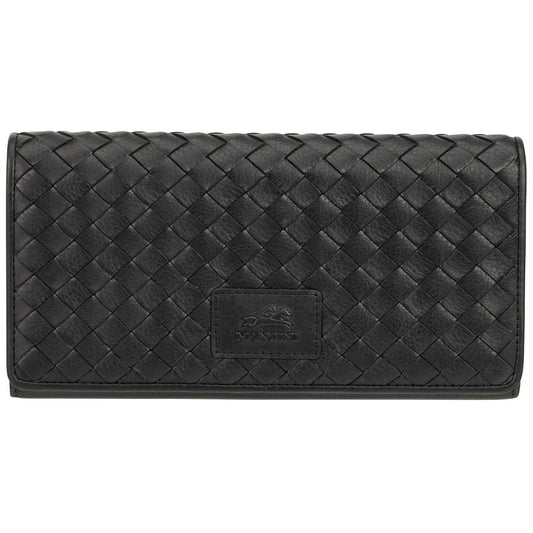 Mancini Wallets Black Mancini BASKET WEAVE RFID Secure Trifold Wallet
