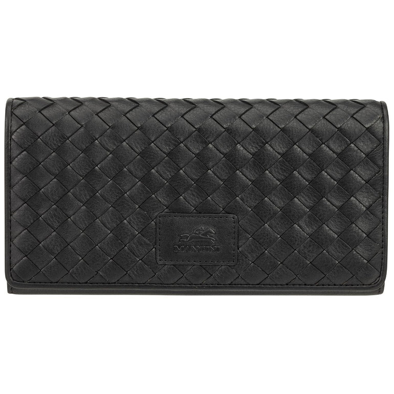 Mancini Wallets Black Mancini BASKET WEAVE RFID Secure Trifold Wallet