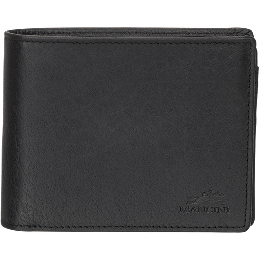 Mancini Wallets Black Mancini BUFFALO RFID Secure Center Wing Billfold