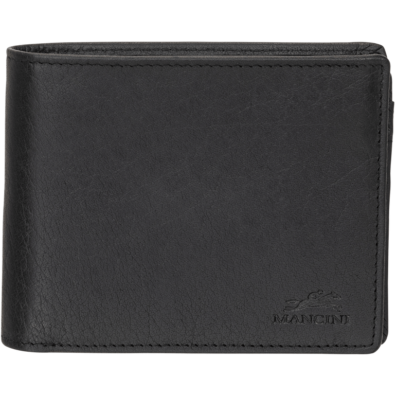 Mancini Wallets Black Mancini BUFFALO RFID Secure Center Wing Billfold