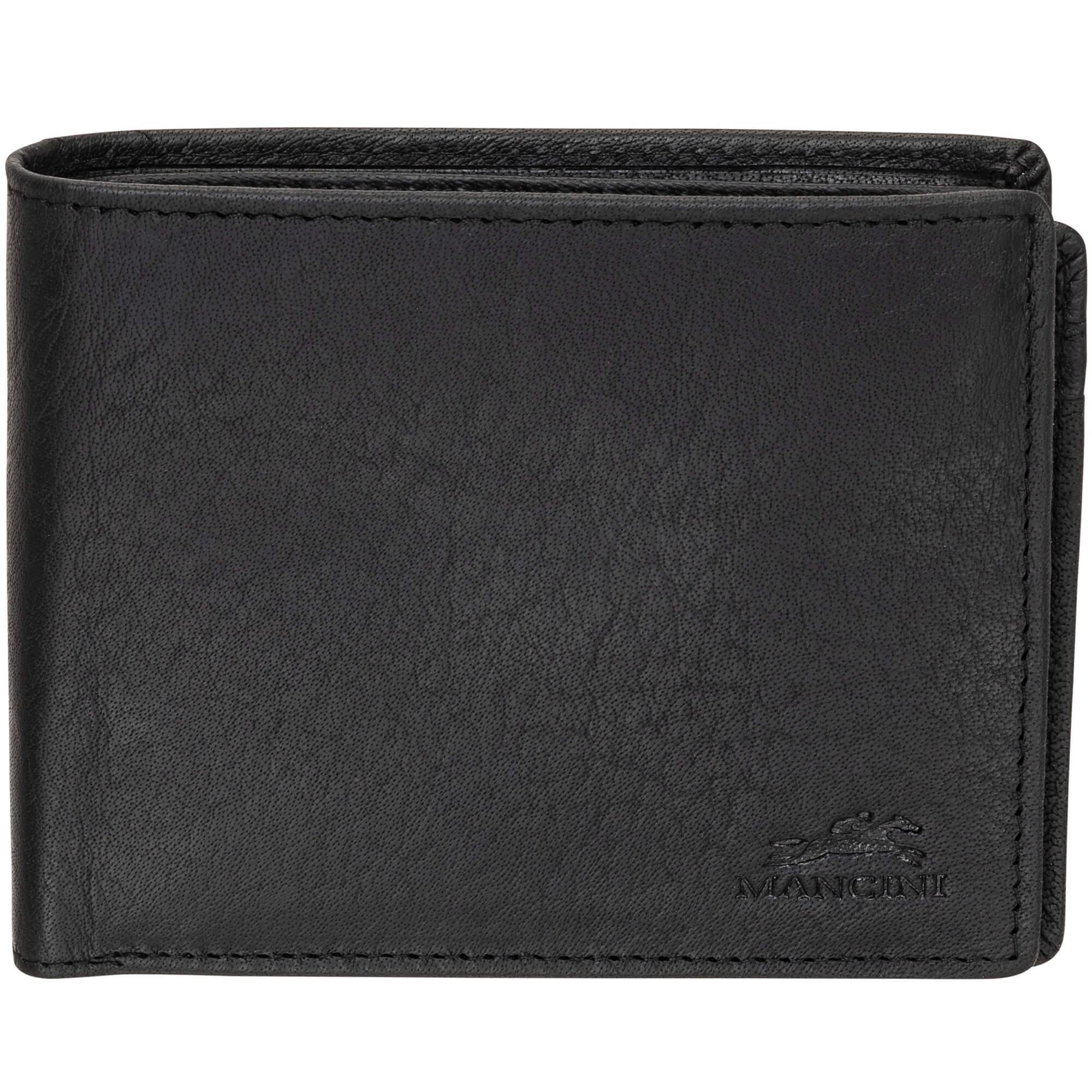 Mancini Wallets Black Mancini BUFFALO RFID Secure Center Wing Wallet with Coin Pocket