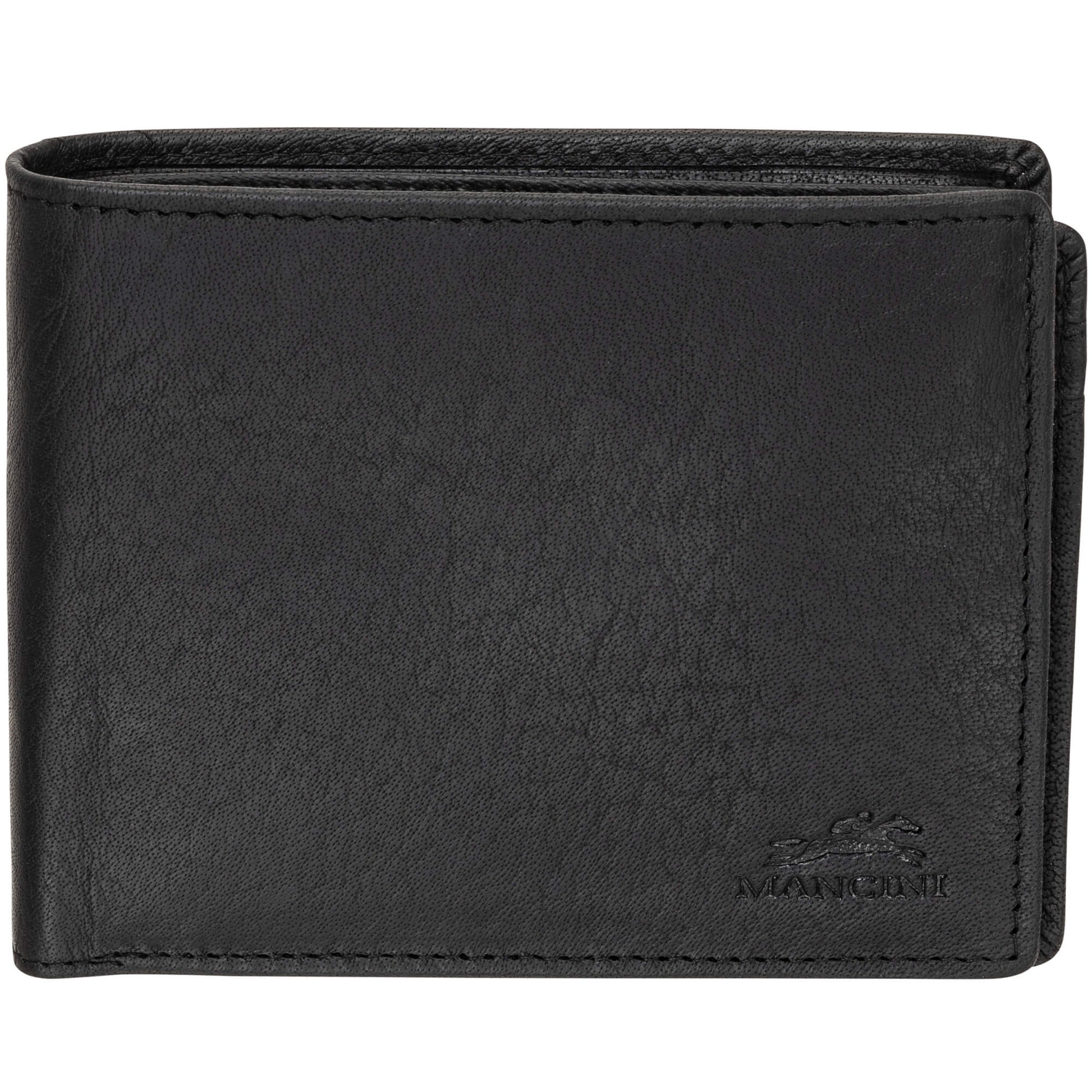 Mancini Wallets Black Mancini BUFFALO RFID Secure Center Wing Wallet with Coin Pocket