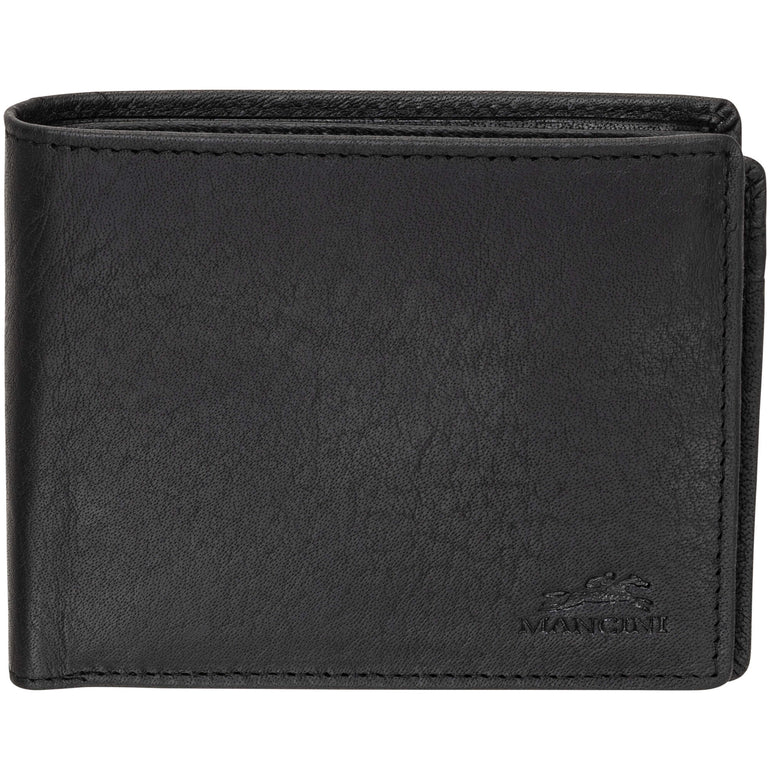 Mancini Wallets Black Mancini BUFFALO RFID Secure Center Wing Wallet with Coin Pocket