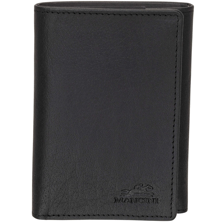 Mancini Wallets Black Mancini BUFFALO RFID Secure Trifold Wallet