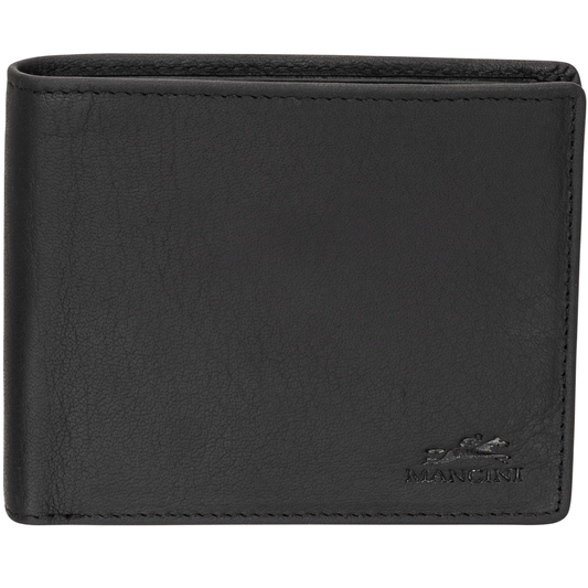 Mancini Wallets Black Mancini BUFFALO RFID Secure Wallet with Coin Pocket