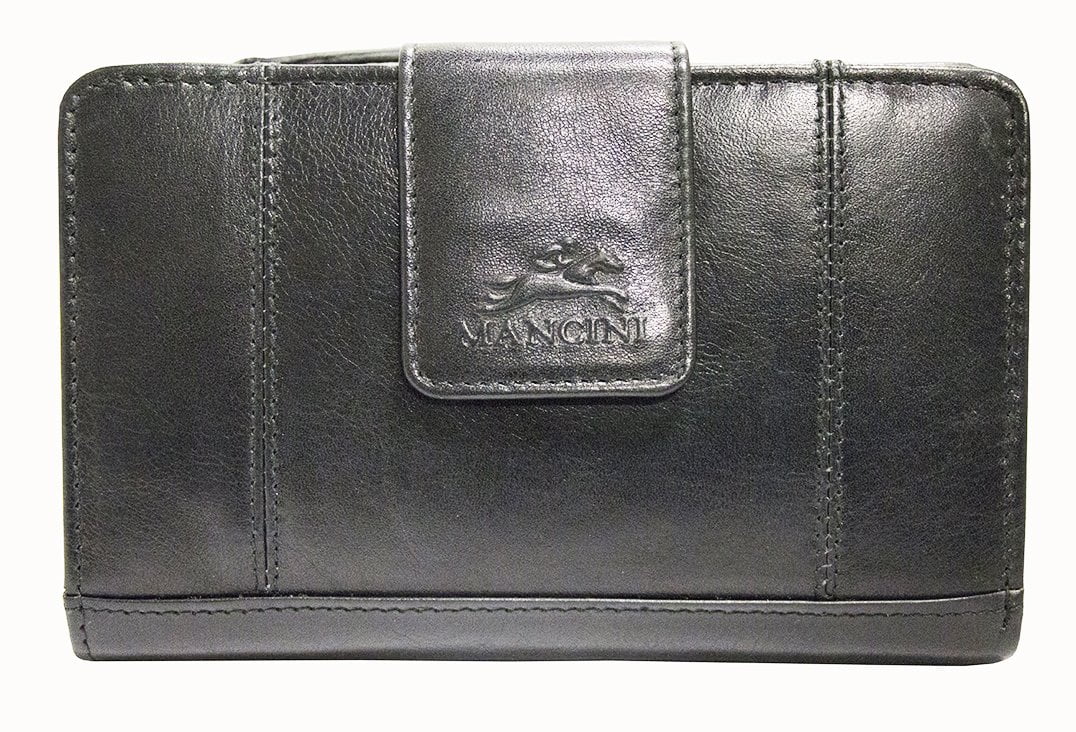 Mancini Wallets Black Mancini CASABLANCA Ladies' RFID Secure Medium Clutch Wallet