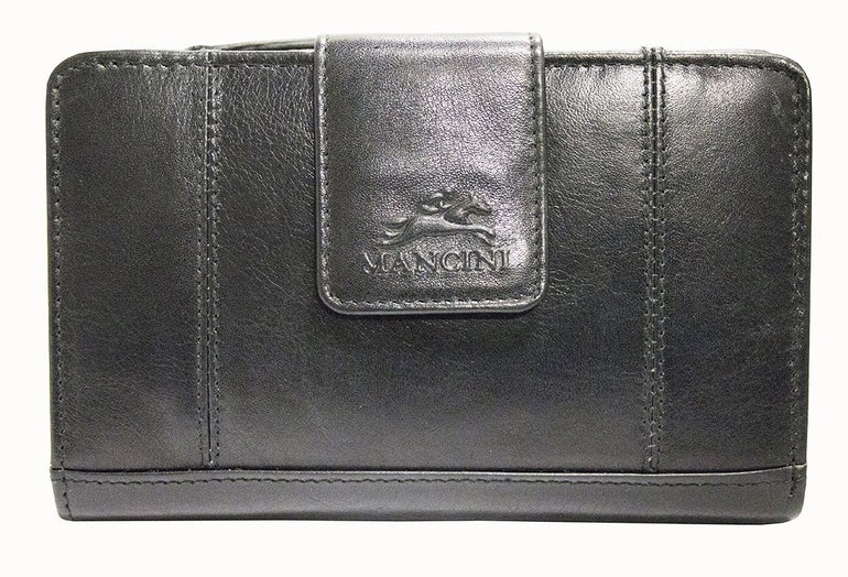 Mancini Wallets Black Mancini CASABLANCA Ladies' RFID Secure Medium Clutch Wallet