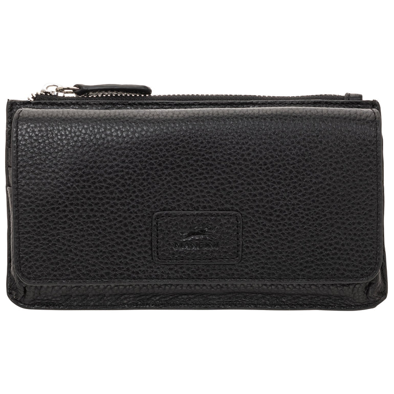 Mancini Wallets Black Mancini Pebbled Ladies RFID Crossbody Wallet