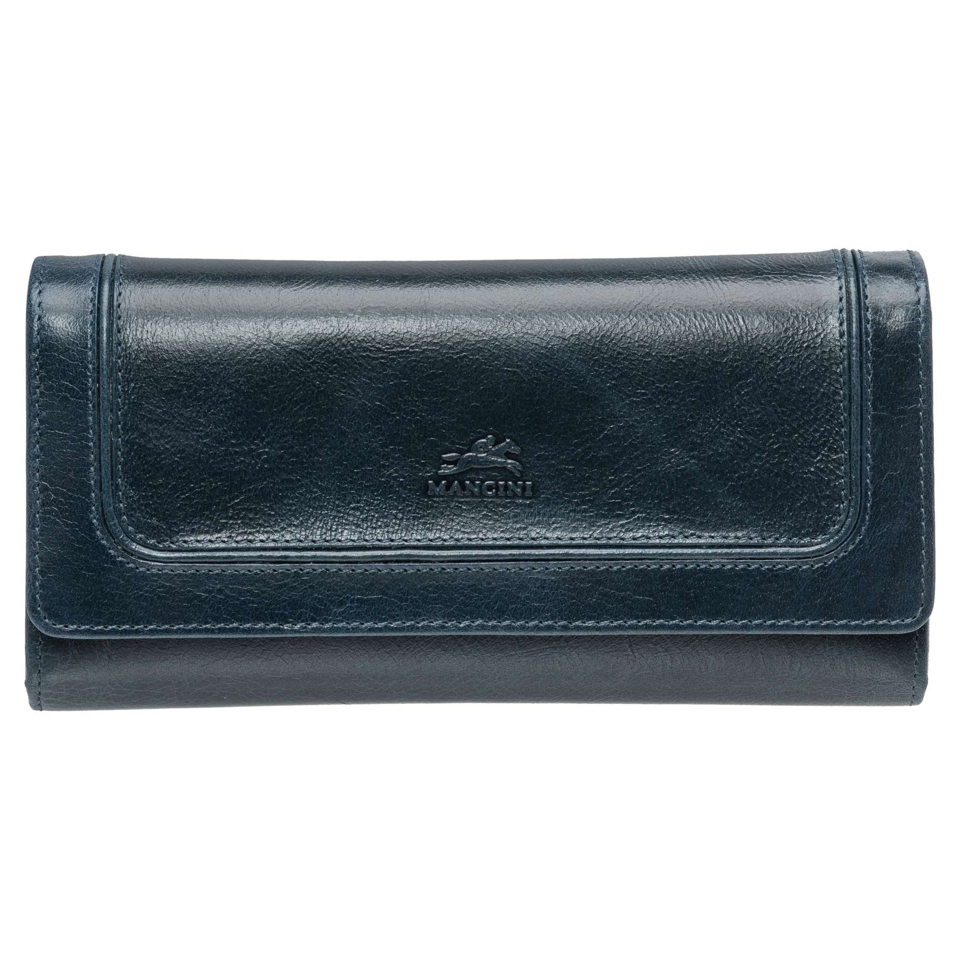 Mancini Wallets Blue Mancini South Beach RFID Secure Quadruple Fold Wallet