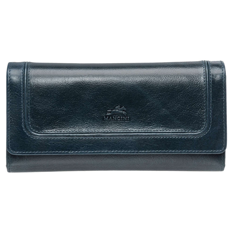 Mancini Wallets Blue Mancini South Beach RFID Secure Quadruple Fold Wallet