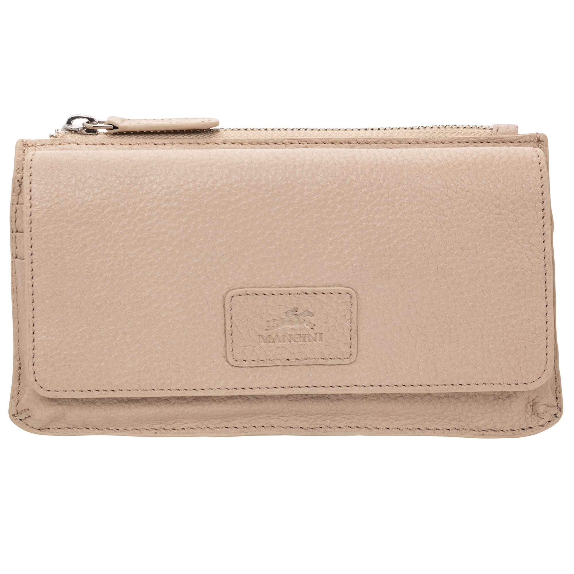 Mancini Wallets Bone Mancini Pebbled Ladies RFID Crossbody Wallet