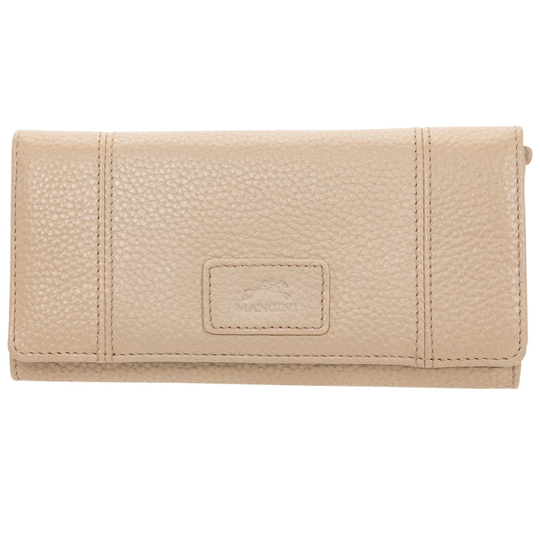 Mancini Wallets Bone Mancini Pebbled Ladies' RFID Trifold Wallet