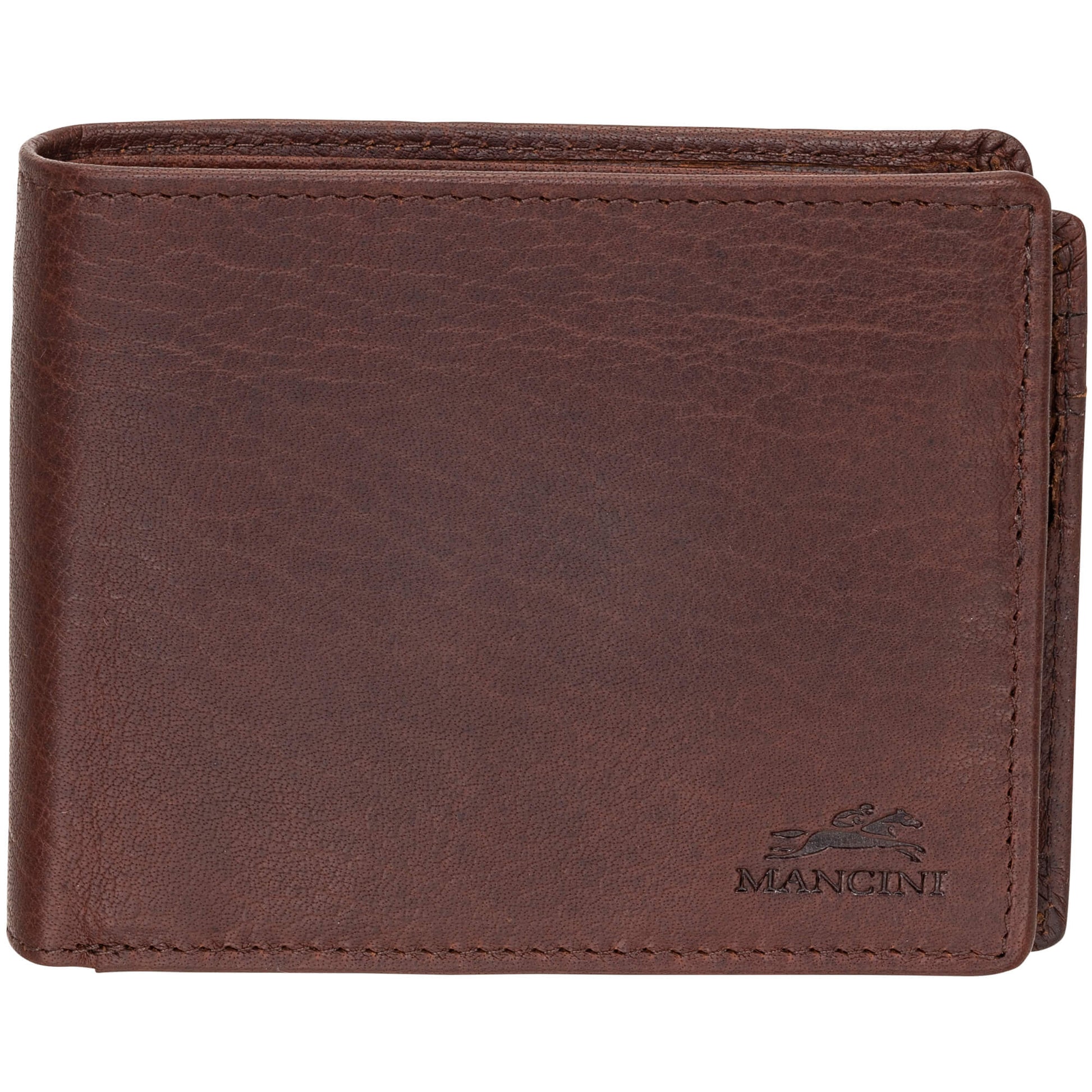 Mancini Wallets Brown Mancini BUFFALO RFID Secure Center Wing Wallet with Coin Pocket