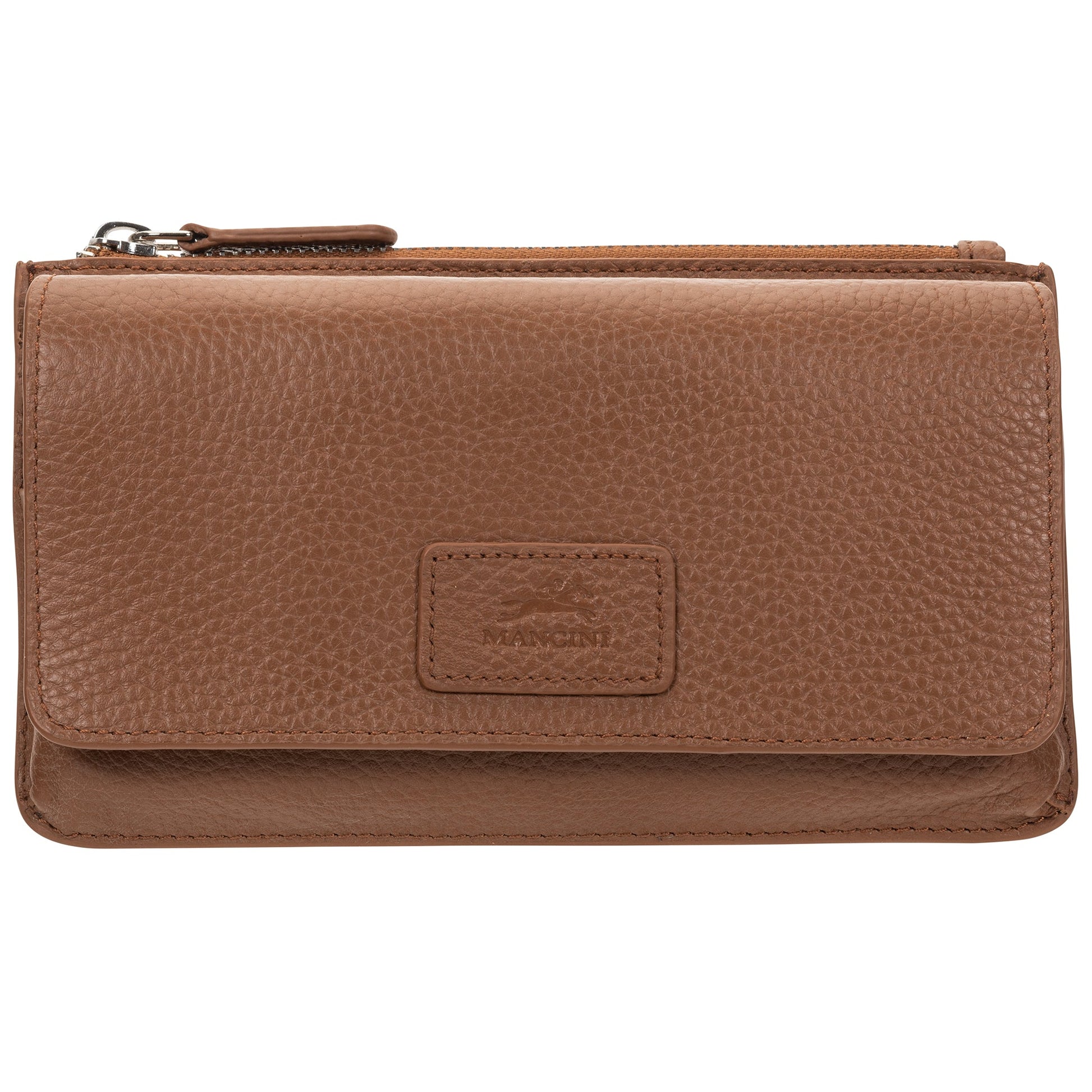 Mancini Wallets Camel Mancini Pebbled Ladies RFID Crossbody Wallet