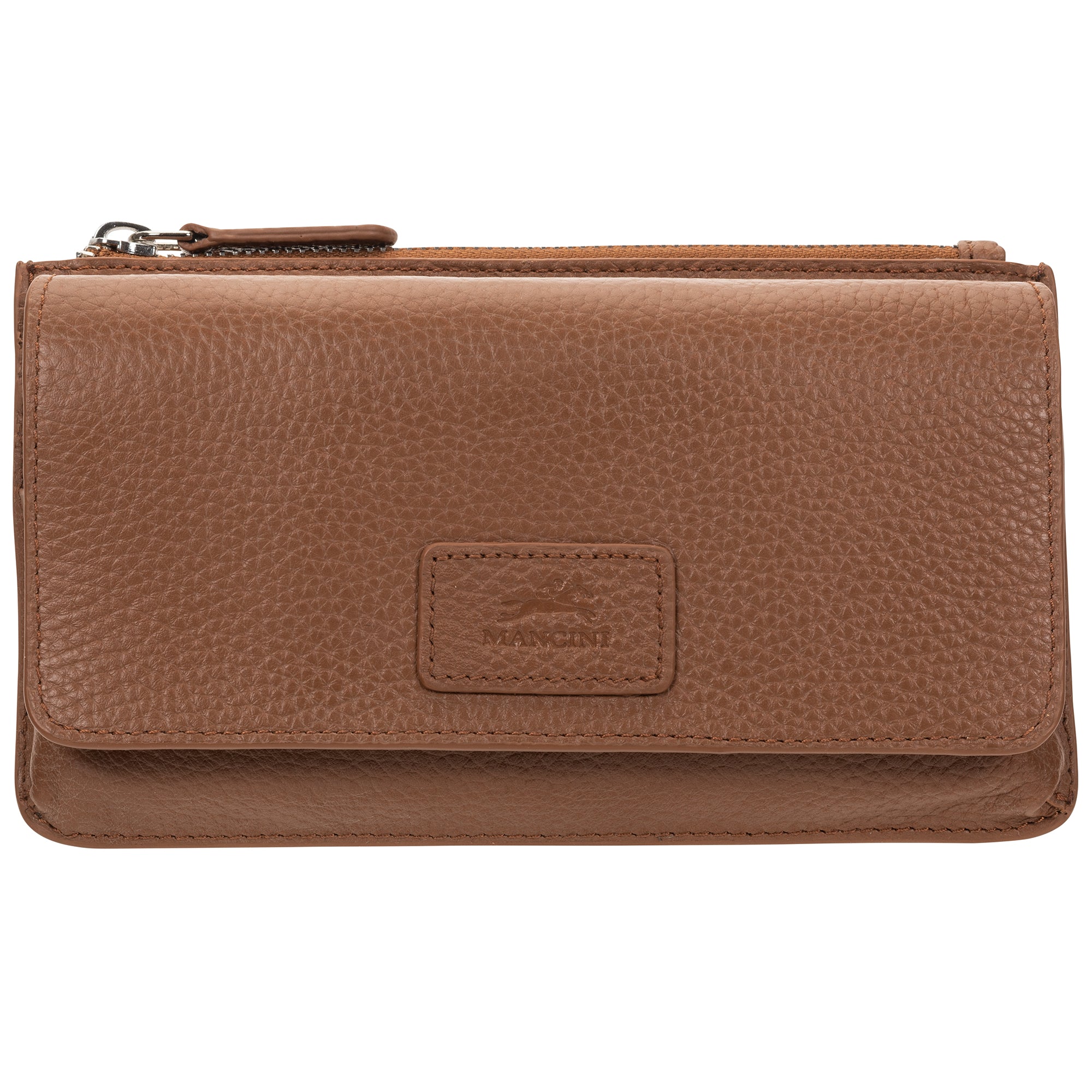 Mancini Wallets Camel Mancini Pebbled Ladies RFID Crossbody Wallet