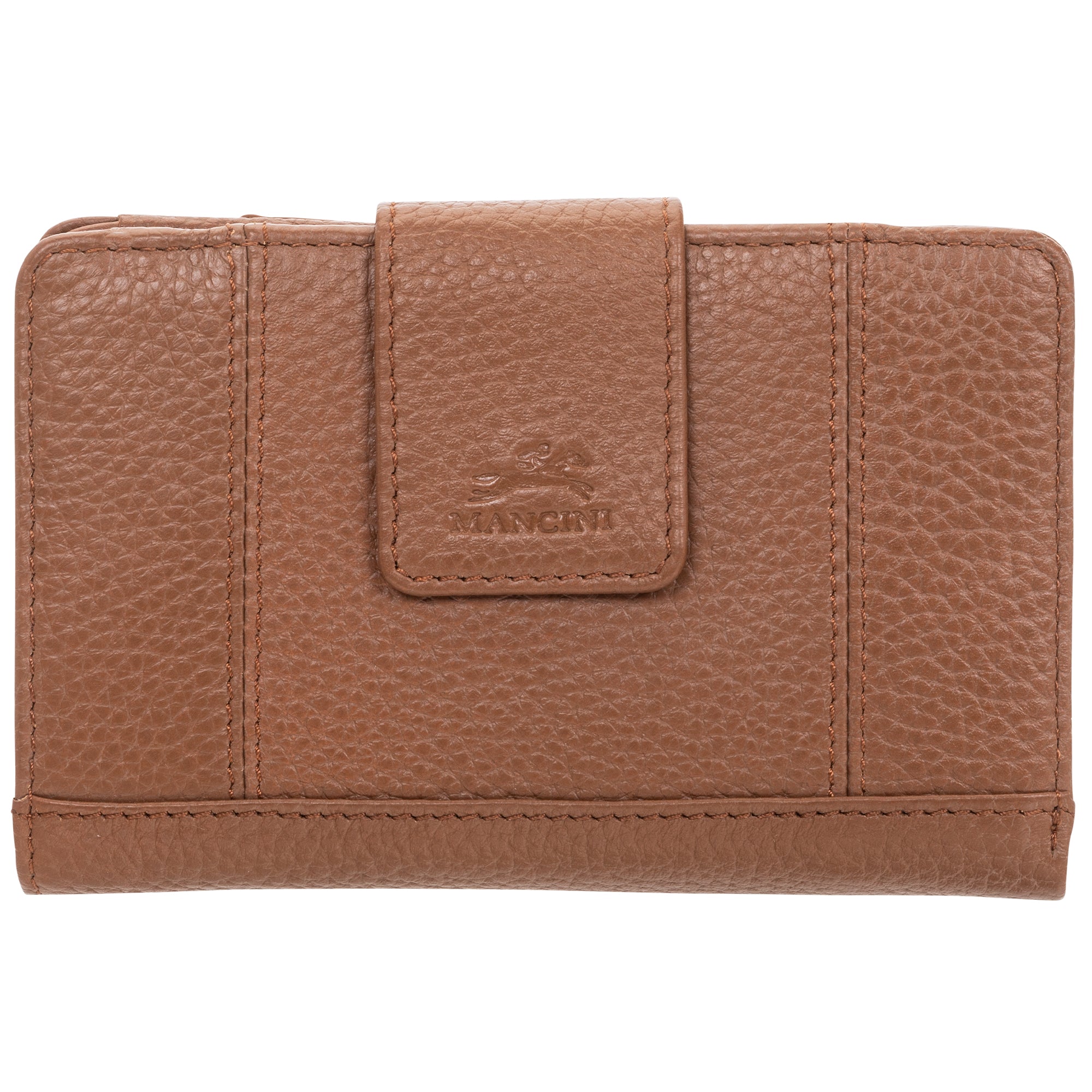 Mancini Wallets Camel Mancini Pebbled Ladies’ RFID Medium Clutch Wallet