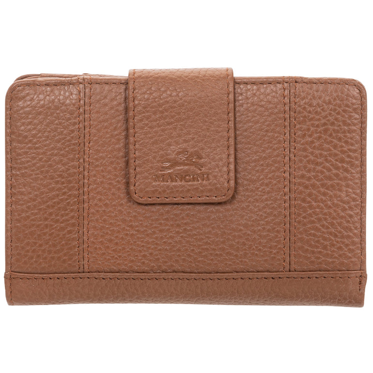 Mancini Wallets Camel Mancini Pebbled Ladies’ RFID Medium Clutch Wallet