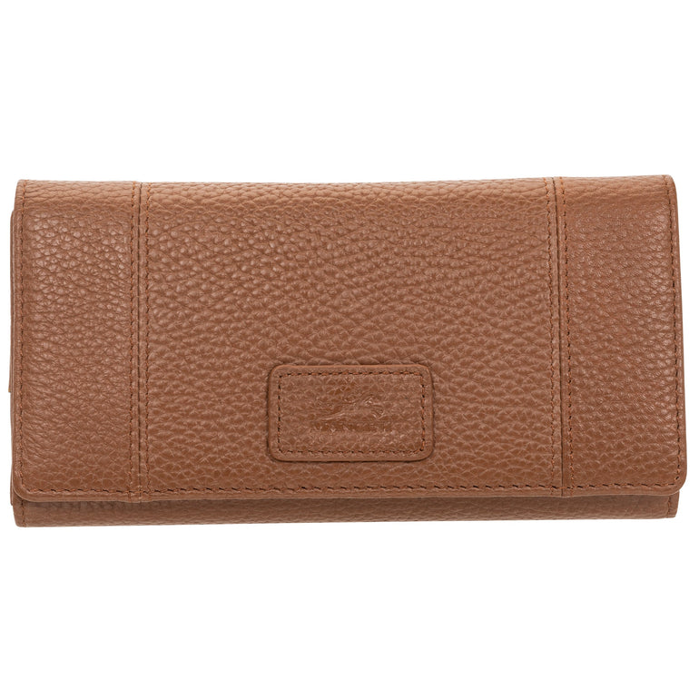 Mancini Wallets Camel Mancini Pebbled Ladies’ RFID Trifold Wallet