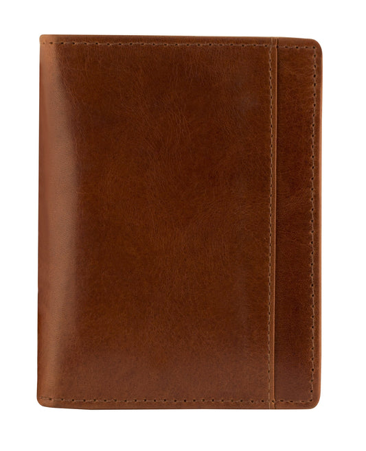 Mancini Wallets Cognac Mancini CASABLANCA Collection Men’s Unique Vertical Wing Wallet (RFID Secure)