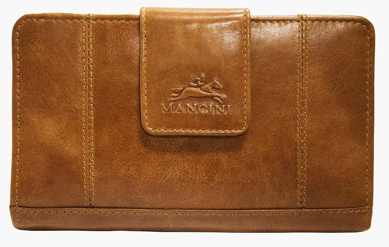 Mancini Wallets Cognac Mancini CASABLANCA Ladies' RFID Secure Medium Clutch Wallet