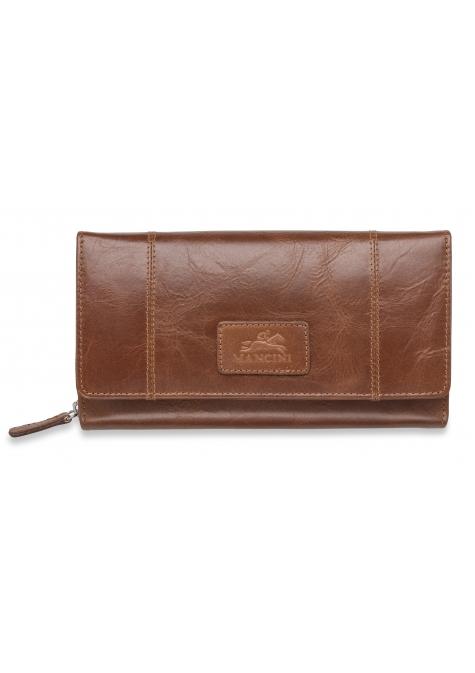Mancini Wallets Cognac Mancini CASABLANCA Ladies' RFID Secure Medium Clutch Wallet