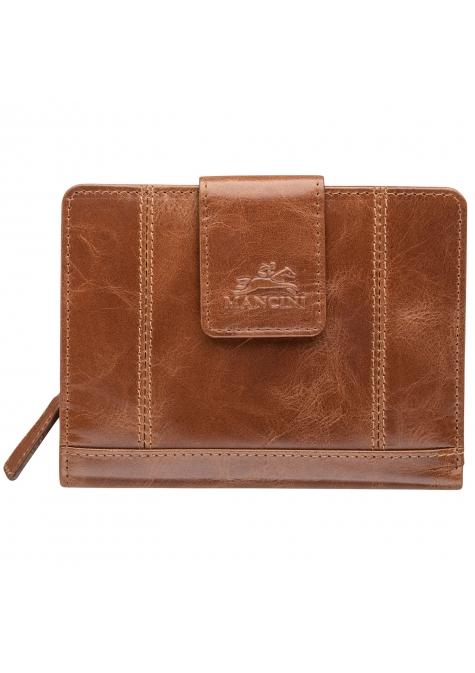Mancini Wallets Cognac Mancini CASABLANCA Ladies' RFID Secure Medium Clutch Wallet