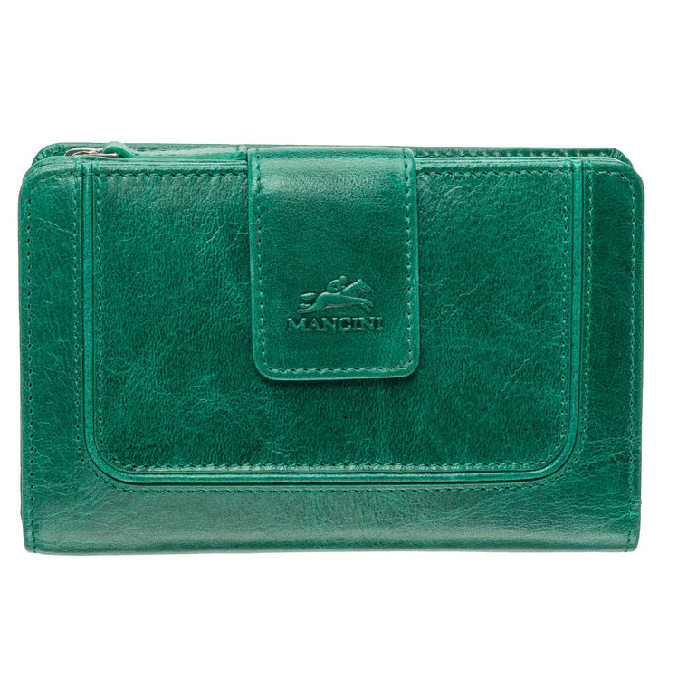 Mancini Wallets Green Mancini South Beach RFID Secure Medium Clutch Wallet