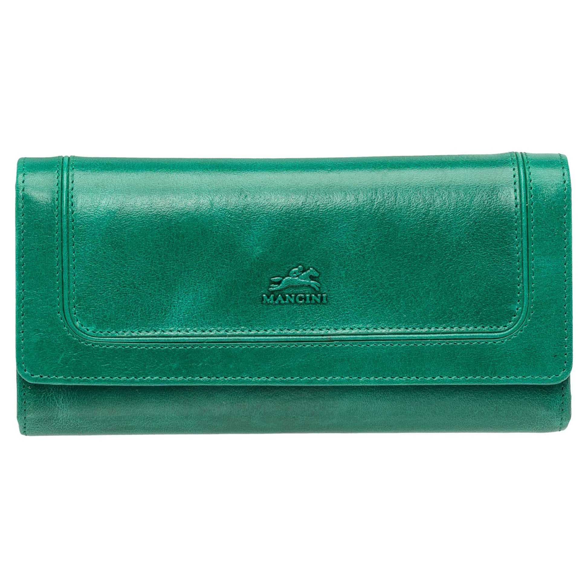 Mancini Wallets Green Mancini South Beach RFID Secure Quadruple Fold Wallet
