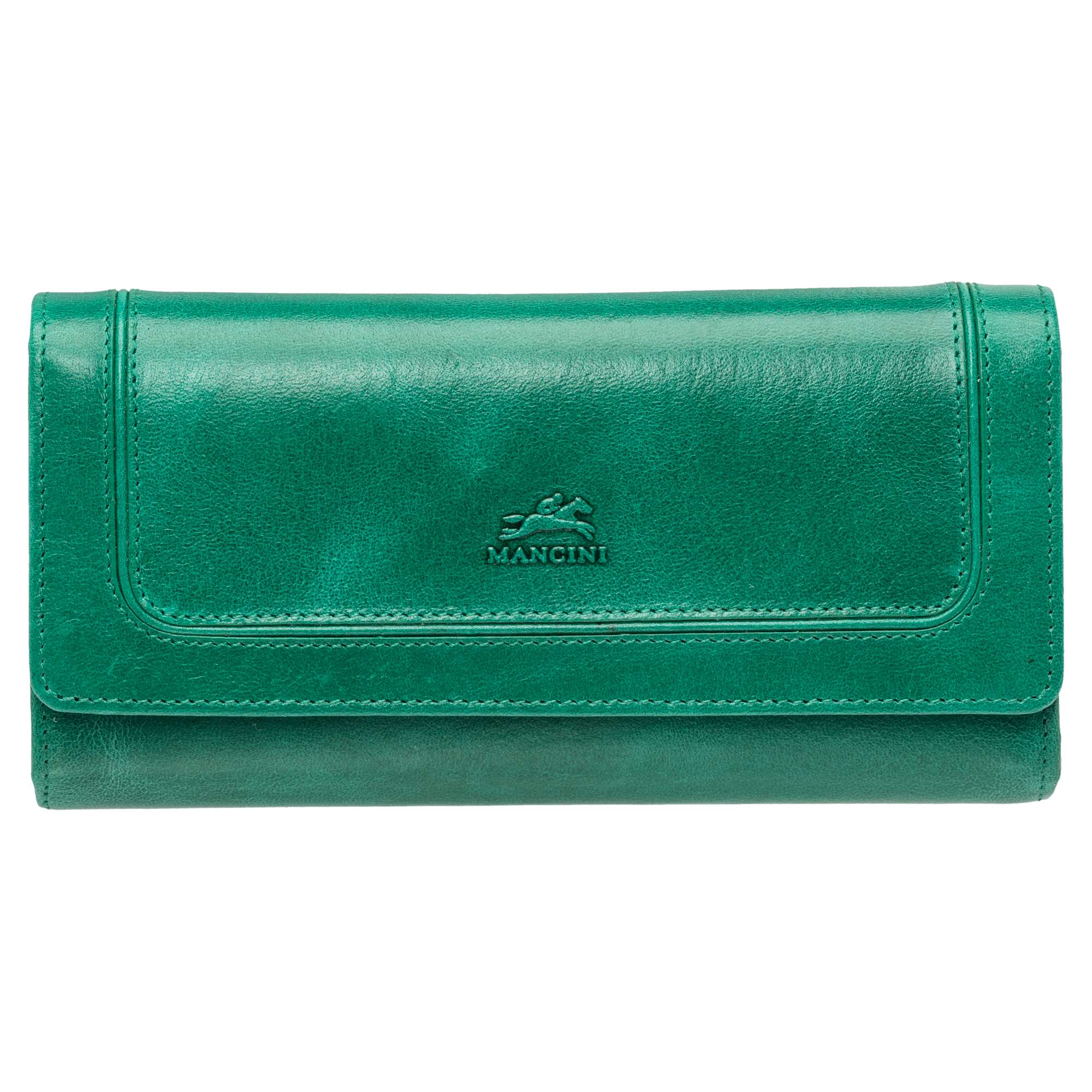 Mancini Wallets Green Mancini South Beach RFID Secure Quadruple Fold Wallet