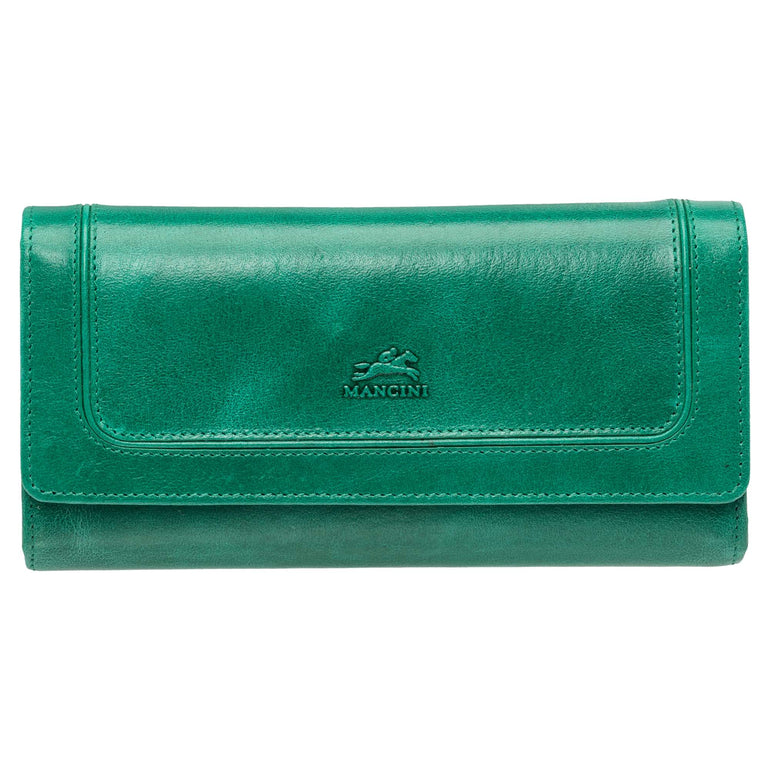 Mancini Wallets Green Mancini South Beach RFID Secure Quadruple Fold Wallet