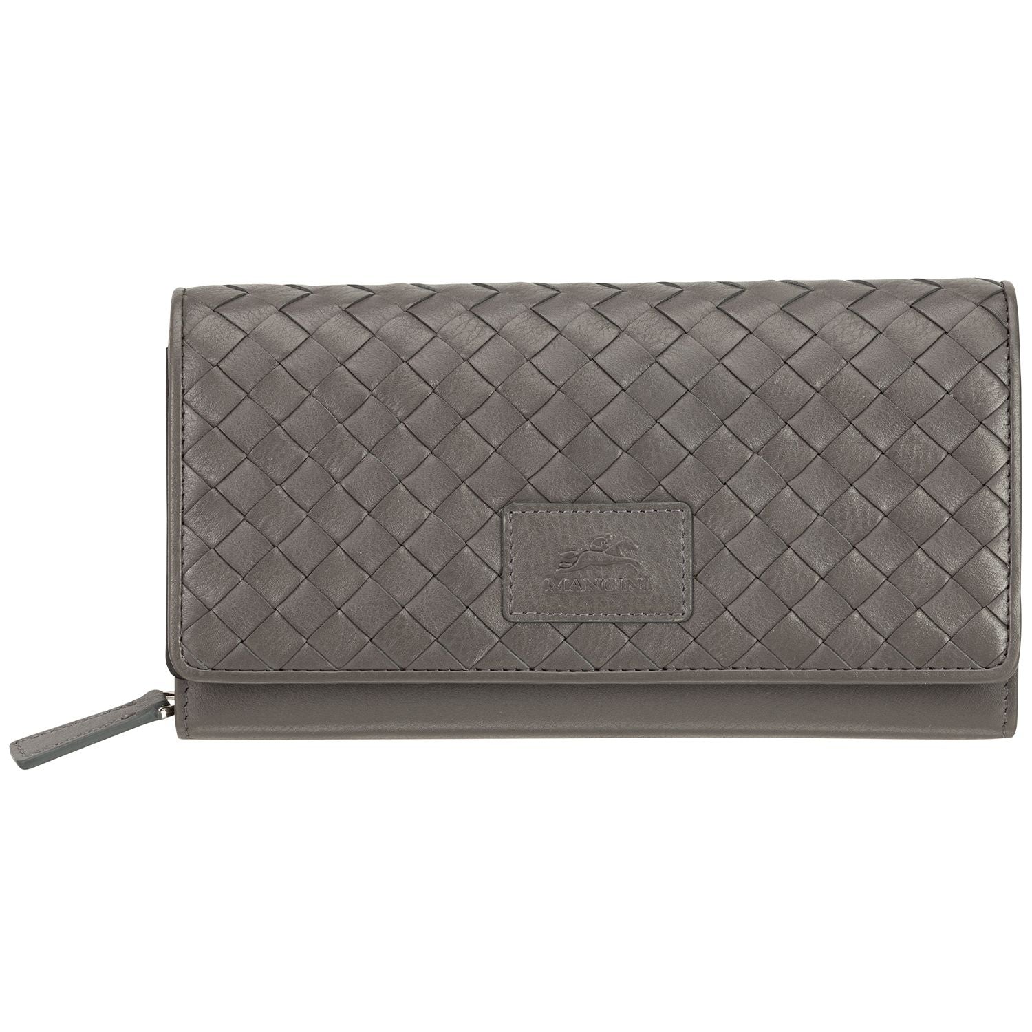 Mancini Wallets Grey Mancini BASKET WEAVE RFID Secure Clutch Wallet