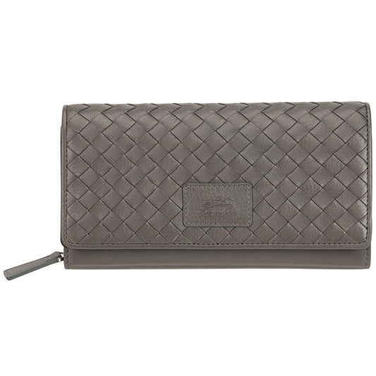 Mancini Wallets Grey Mancini BASKET WEAVE RFID Secure Clutch Wallet