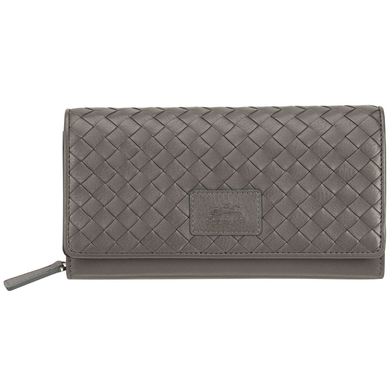 Mancini Wallets Grey Mancini BASKET WEAVE RFID Secure Clutch Wallet