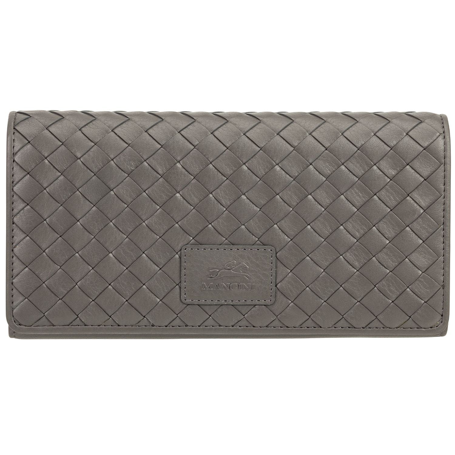 Mancini Wallets Grey Mancini BASKET WEAVE RFID Secure Trifold Wallet