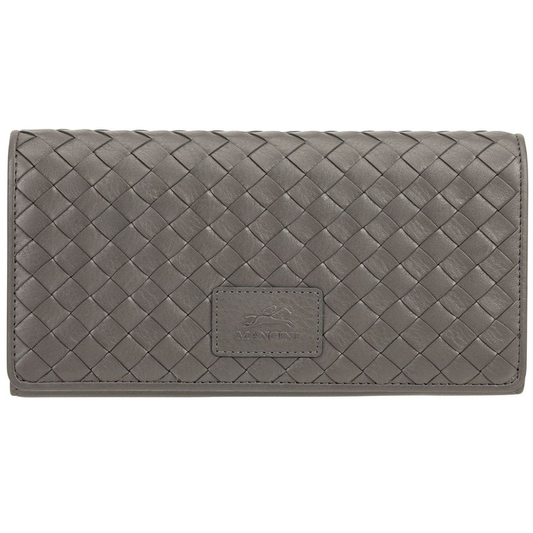 Mancini Wallets Grey Mancini BASKET WEAVE RFID Secure Trifold Wallet