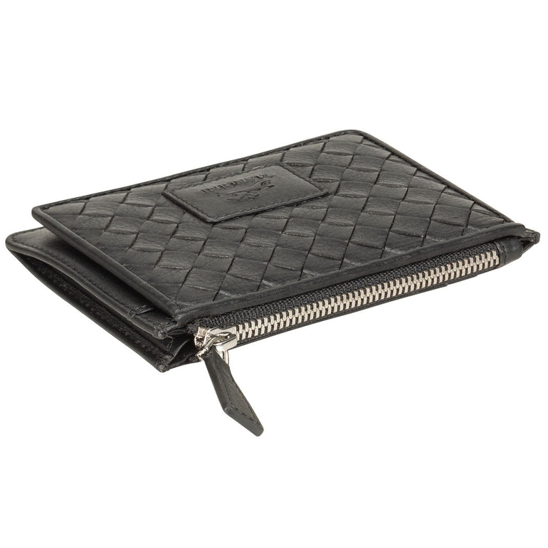 Mancini Wallets Mancini BASKET WEAVE RFID Secure Card Case and Coin Pocket