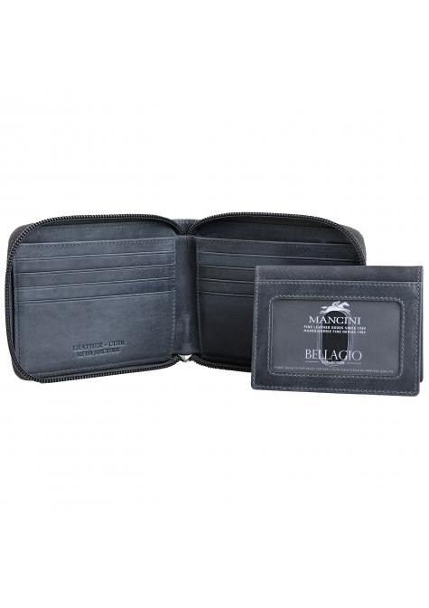 Mancini Wallets Mancini BELLAGIO Zippered RFID Billfold With Removable Passcase